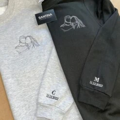 Embroidered Photo Outline Hoodie, Portrait Tshirt Sweatshirt, Fathers Day Sentimental Gift, Sweatshirt For Dad, Personalised Gift For Dad -Fashion Clothing Store il fullxfull.4897571562 ra7l