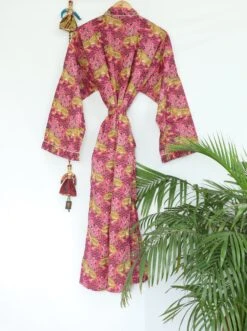 Unisex Pure Cotton Handprinted House Dressing Robe Kimono Jaguar Safari Print In Pink & Black Beach Coverup/Comfy Unisex Robe/ Man Robe -Fashion Clothing Store il fullxfull.4940508148 7prp