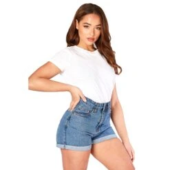 Jeans Shorts High Waisted Denim Mom Mid Blue Wash -Fashion Clothing Store il fullxfull.5037824962 2rt5