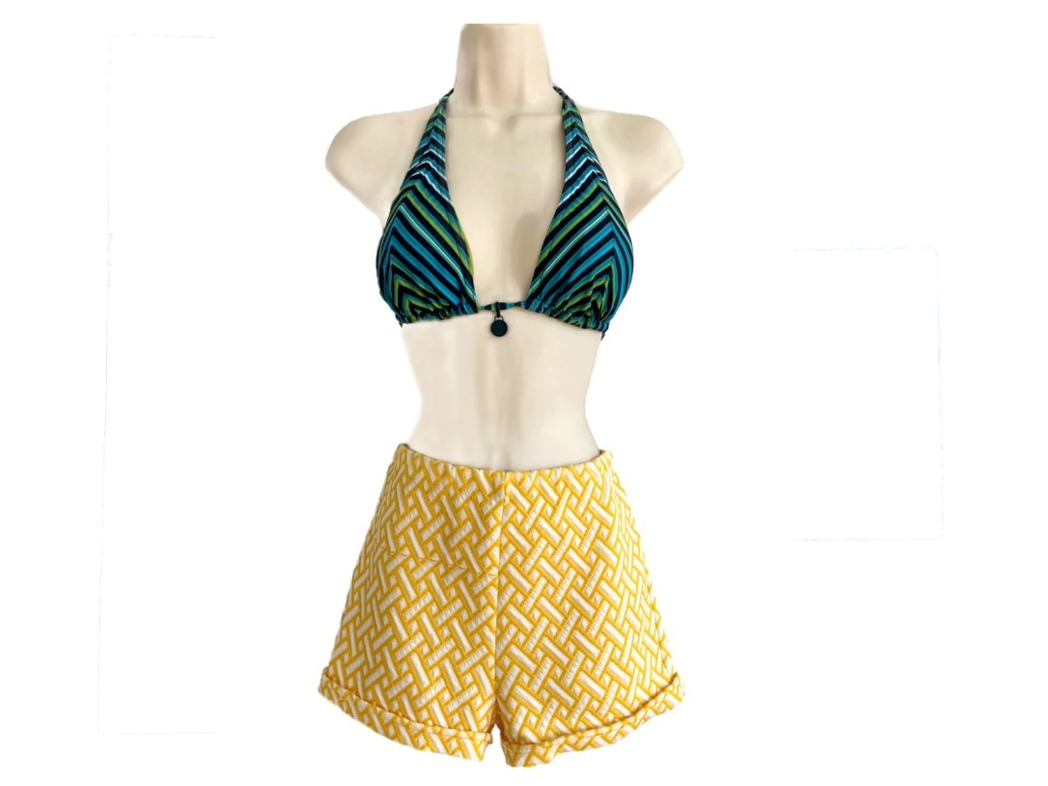 1960s Micro Shorts, Vintage Hot Pants, Elastic Waist Stretch Shorts. S 1 1960s Micro Shorts, Vintage Hot Pants, Elastic Waist Stretch Shorts. S