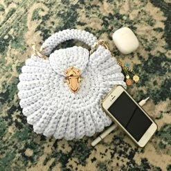 WOVEN SHOULDER BAG, Handmade Knitted Bag, Crochet Round Bag,Crochet Shoulder Bag, Anniversary Surprise