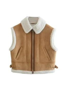 Handmade Women B3 Bomber Shearling Aviator Vintage Biker Sleeveless Real Leather Biker Vest