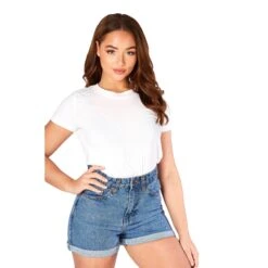 Jeans Shorts High Waisted Denim Mom Mid Blue Wash -Fashion Clothing Store il fullxfull.5086040983 pt9n