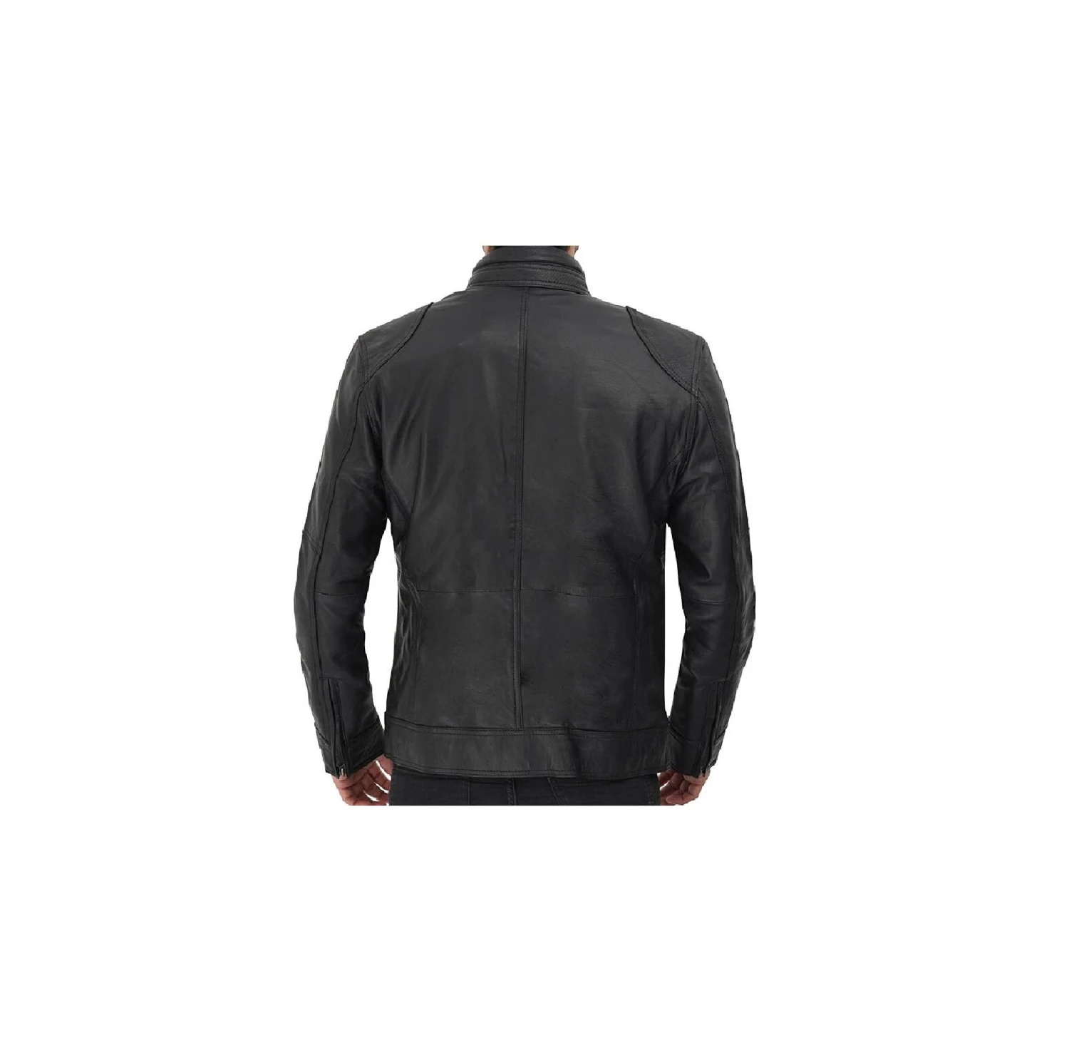 Black Leather Cafe Racer Biker Men's Jacket Motorcycle Genuine Leather Jacket For Men Gift For Him 2 Black Leather Cafe Racer Biker Men's Jacket Motorcycle Genuine Leather Jacket For Men Gift For Him - Image 2