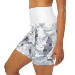 High Waisted Yoga Shorts - White Camo, Genesis Series