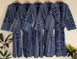 Blue Indigo Long-4 Hand Made Kantha/Robe,100% Cotton Bath Robe,Indian Hand Made Kantha,Cotton Kimono,Traditional Robe,Quilted Kimono, -Fashion Clothing Store il fullxfull.5091992810 7ol0