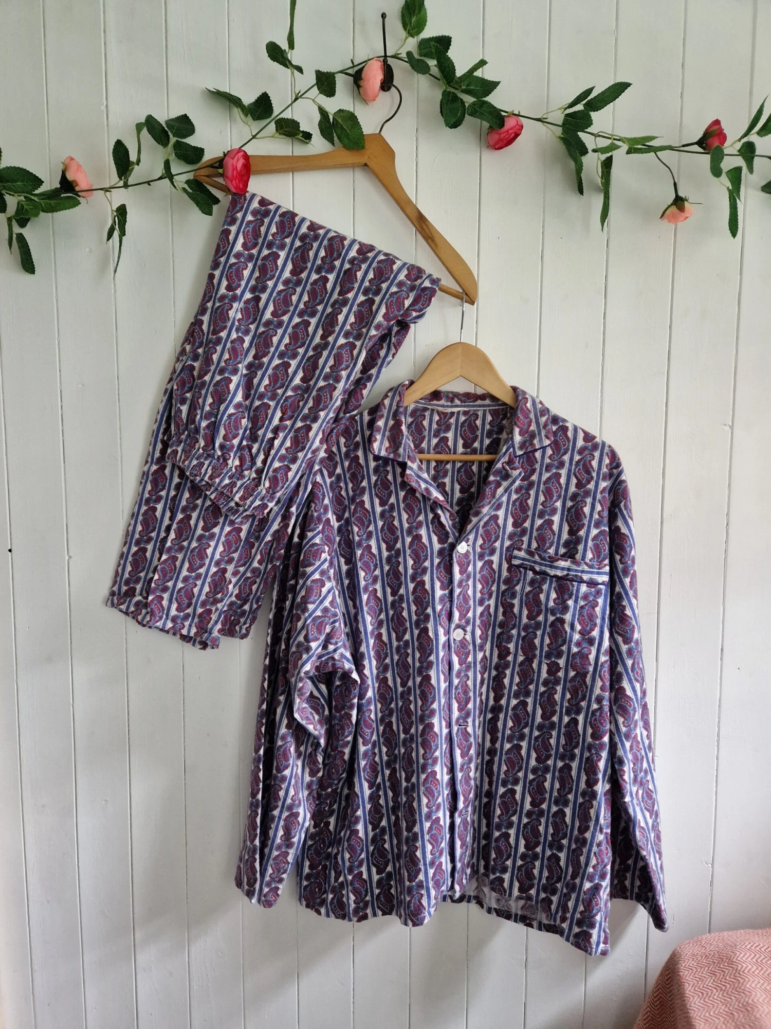 Mens Vintage Paisley Pyjamas, 60s 70s Brush Cotton Flannel Pyjamas, Good Quality Pyjama Set, Retro Gift For Him 1 Mens Vintage Paisley Pyjamas, 60s 70s Brush Cotton Flannel Pyjamas, Good Quality Pyjama Set, Retro Gift For Him