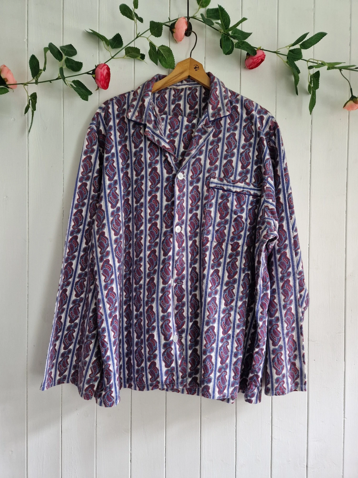 Mens Vintage Paisley Pyjamas, 60s 70s Brush Cotton Flannel Pyjamas, Good Quality Pyjama Set, Retro Gift For Him 3 Mens Vintage Paisley Pyjamas, 60s 70s Brush Cotton Flannel Pyjamas, Good Quality Pyjama Set, Retro Gift For Him - Image 3