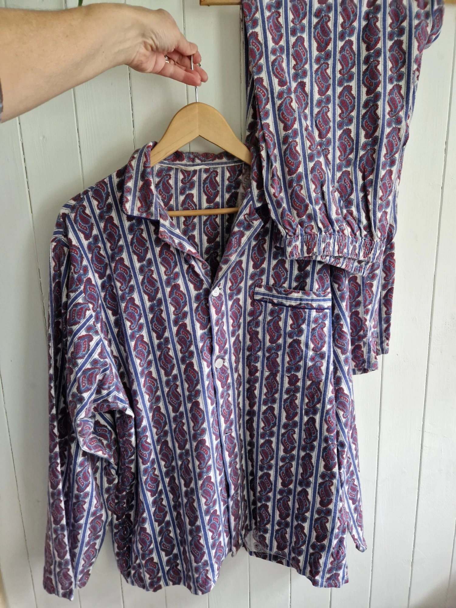 Mens Vintage Paisley Pyjamas, 60s 70s Brush Cotton Flannel Pyjamas, Good Quality Pyjama Set, Retro Gift For Him 2 Mens Vintage Paisley Pyjamas, 60s 70s Brush Cotton Flannel Pyjamas, Good Quality Pyjama Set, Retro Gift For Him - Image 2
