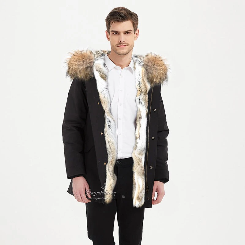 Men's Rabbit Fur Lined Parka With Real Fur Collar 2 Men's Rabbit Fur Lined Parka With Real Fur Collar - Image 2