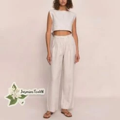 Linen Top And Linen Pants, Linen Pajama Set, Linen Sleeveless Top, Pant With Pockets, Linen Homewear, Loose Linen Blouse, Outfit Linen Set