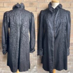 1800s Mourning Coat Ladies Riding Apparel Silk Satin Lace - Renovation