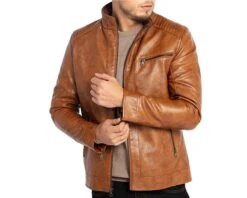Men's Stand Up Collar Café Racer Motorcycle Biker Lightweight Brown Real Leather Jacket 7 Men's Stand Up Collar Café Racer Motorcycle Biker Lightweight Brown Real Leather Jacket -Fashion Clothing Store il fullxfull.5114960204 4ajq