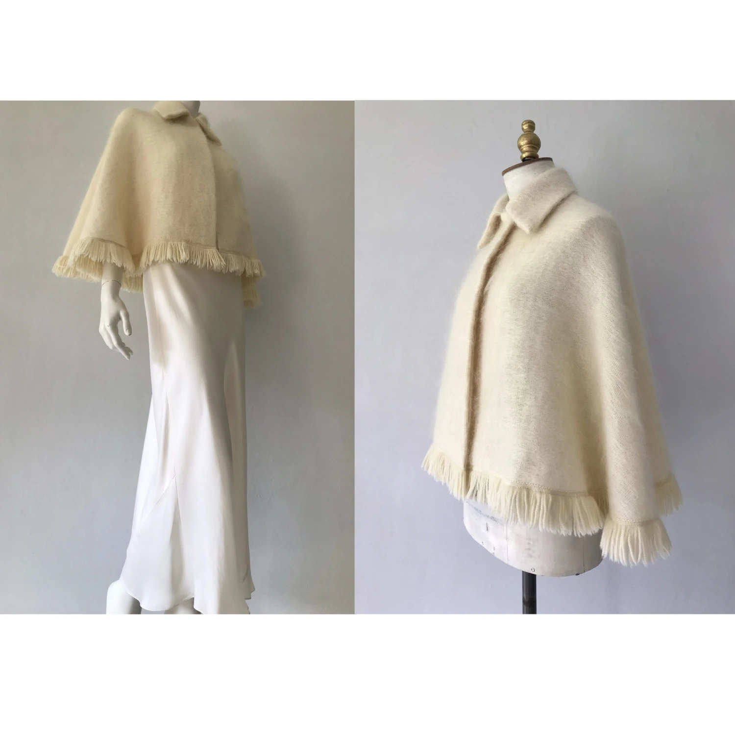 1970s Fluffy Cream Mohair Cape/ Vintage 1970’s Cream Mohair Wool Cape/ Vintage Fringed Mohair Cape/Scottish Mohair Cape 10 1970s Fluffy Cream Mohair Cape/ Vintage 1970’s Cream Mohair Wool Cape/ Vintage Fringed Mohair Cape/Scottish Mohair Cape - Image 10