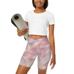 High Waisted Yoga Shorts (AOP) Cotton Candy Pink -Fashion Clothing Store il fullxfull.5126356108 a70s