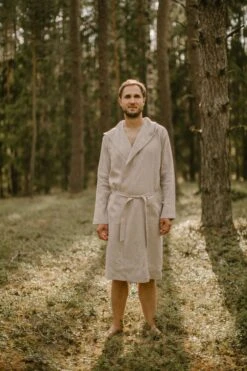 Baltic Linen Gift For Husband, Hooded Bathrobe, Anniversary Gift, Ethno-Modern Sauna Robe, Christmas Gift, Partner Gift, Gift For Father. -Fashion Clothing Store il fullxfull.5127623369 8eb7