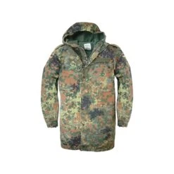 Origianl German Parka Army Military Hooded Jacket Field Flecktarn Camo Surplus Preloved Used Condition Camouflage Vintage Coat