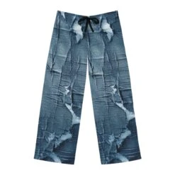 Distressed Blue Denim-Look: Edgy, Torn Fabric Design - Men's Pajama Pants (AOP) -Fashion Clothing Store il fullxfull.5144611079 gsqz