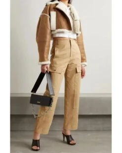 Handmade B3 Bomber Short Body Tan Color Pilot Flying Women Shearling Short Coat Aviator Sheepskin Leather Jacket Coat