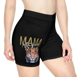 Black Women's Biker Shorts With Tan 'MAMA Mafia' & Leopard