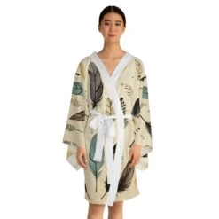 Robe Self Care Long Sleeve Boho Feathers Kimono Robe -Fashion Clothing Store il fullxfull.5147581988 akm8