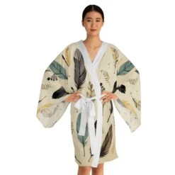Robe Self Care Long Sleeve Boho Feathers Kimono Robe -Fashion Clothing Store il fullxfull.5147587870 5enm