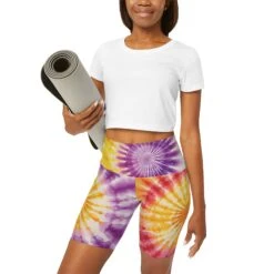 Color Burst High Waisted Yoga Shorts (AOP)
