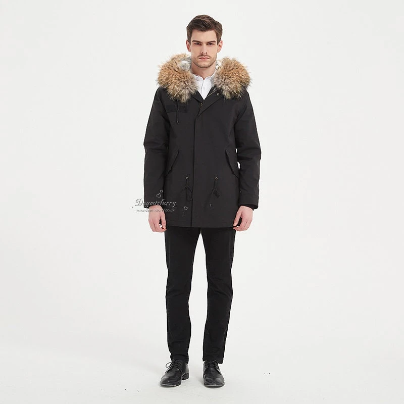 Men's Rabbit Fur Lined Parka With Real Fur Collar 3 Men's Rabbit Fur Lined Parka With Real Fur Collar - Image 3