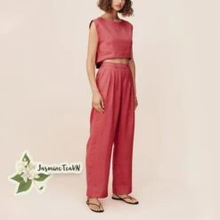 Linen Top And Linen Pants, Linen Pajama Set, Linen Sleeveless Top, Pant With Pockets, Linen Homewear, Loose Linen Blouse, Outfit Linen Set -Fashion Clothing Store il fullxfull.5154675309 c3az