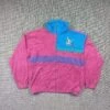 Fila Vintage Crazy Logo Fleece Jacket Pink Men's XXL Full Zip