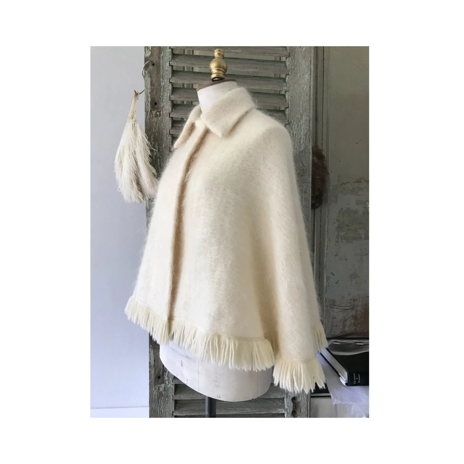 1970s Fluffy Cream Mohair Cape/ Vintage 1970’s Cream Mohair Wool Cape/ Vintage Fringed Mohair Cape/Scottish Mohair Cape 5 1970s Fluffy Cream Mohair Cape/ Vintage 1970’s Cream Mohair Wool Cape/ Vintage Fringed Mohair Cape/Scottish Mohair Cape - Image 5