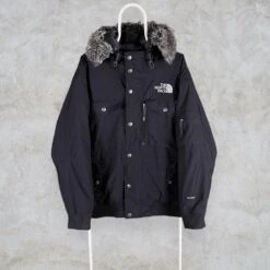 The North Face Puffer Jacket Black Hyvent Down Fill Faux Fur Hood Mens Medium