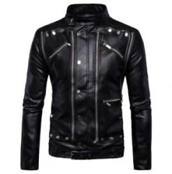 Handmade Men's Black Leather Jacket, Men Black Biker Leather Jacket