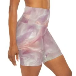High Waisted Yoga Shorts (AOP) Cotton Candy Pink -Fashion Clothing Store il fullxfull.5174577619 nme3