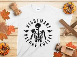 Nightmare Before Coffee Shirt: Ghosts, Witches, Mystery, Salem, Funny, Witchy, Horror, Spooky, Skeleton, Halloween, Costume, Pumpkin, Ghost -Fashion Clothing Store il fullxfull.5183092952 j3bj