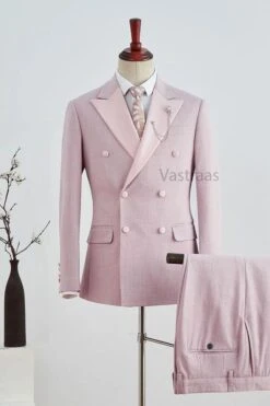 Vastraas New Stylish Partywear Formal Tuxedo Suits For Men In Light Pink Color Perfect Of Every Event And Occasions.