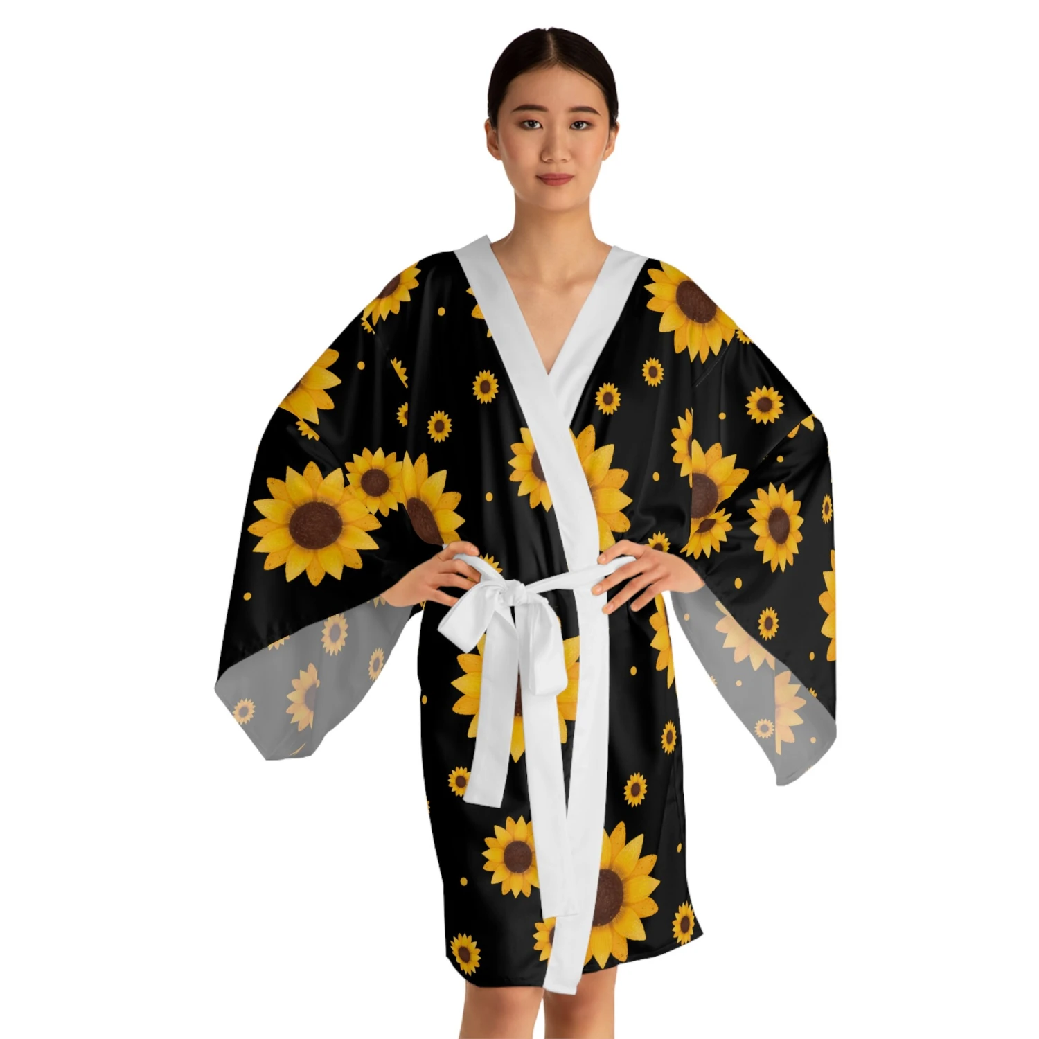 SunFlower Kimono Robe, Kimono Robe, Kimono Woman, Kimono Dress, Flower Kimono Robe, Flower Kimono Dress, Kimono Apparel Kimono Gawn 5 SunFlower Kimono Robe, Kimono Robe, Kimono Woman, Kimono Dress, Flower Kimono Robe, Flower Kimono Dress, Kimono Apparel Kimono Gawn - Image 5