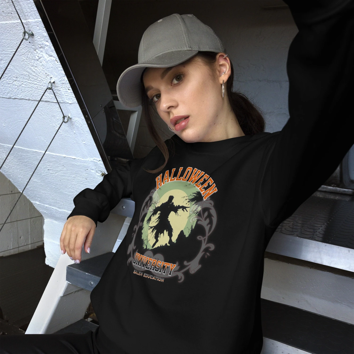 Halloween Sweatshirt, Crew Neck, Halloween Sweater, Sweatshirt, College, Happy Halloween 2023, Scary Season Retro Vintage 4 Halloween Sweatshirt, Crew Neck, Halloween Sweater, Sweatshirt, College, Happy Halloween 2023, Scary Season Retro Vintage - Image 4