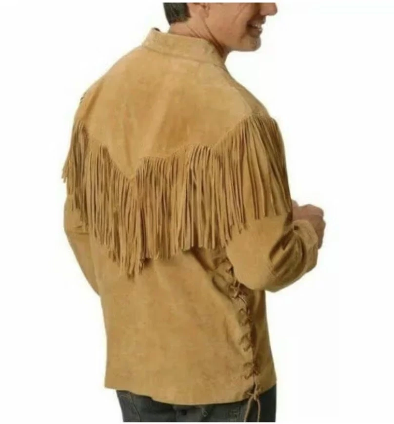 Mens Native American Leather Jacket Suede Handmade Indian Buckskin Red Indian Western Mountain Man Deerskin 2 Mens Native American Leather Jacket Suede Handmade Indian Buckskin Red Indian Western Mountain Man Deerskin - Image 2