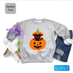 Halloween Cat Sweatshirt, Pumpkin Cat Halloween Long Sleeve Shirt,Black Cat Halloween, Black Cat Gift, Cat Pumpkin, Black Cat In Pumpkin -Fashion Clothing Store il fullxfull.5186039156 tdfl