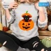 Halloween Cat Sweatshirt, Pumpkin Cat Halloween Long Sleeve Shirt,Black Cat Halloween, Black Cat Gift, Cat Pumpkin, Black Cat In Pumpkin
