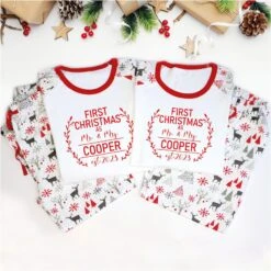First Christmas Married Pajamas, Personalised First Christmas As Mr And Mrs PJs, Our First Christmas Pajamas, Married Christmas Pyjamas