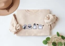 Ghost Embroidered Sweatshirt,Halloween Sweatshirt,Cute Ghost Hoodie,Autumn Clothing,Halloween Gift -Fashion Clothing Store il fullxfull.5195091817 c4zp