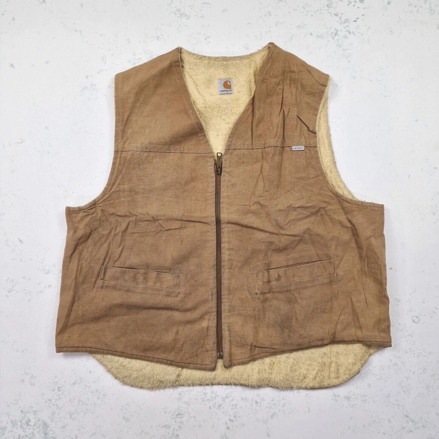 Carhartt Vintage Workwear Fleece Lined Gilet Jacket Brown Men's XXL 1 Carhartt Vintage Workwear Fleece Lined Gilet Jacket Brown Men's XXL