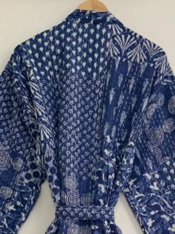 Blue Indigo Long-4 Hand Made Kantha/Robe,100% Cotton Bath Robe,Indian Hand Made Kantha,Cotton Kimono,Traditional Robe,Quilted Kimono, -Fashion Clothing Store il fullxfull.5216034337 lcu6