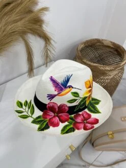 Hand-Painted Toquilla Straw Fedora Hat - One-of-a-Kind Summer Accessory