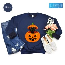 Halloween Cat Sweatshirt, Pumpkin Cat Halloween Long Sleeve Shirt,Black Cat Halloween, Black Cat Gift, Cat Pumpkin, Black Cat In Pumpkin -Fashion Clothing Store il fullxfull.5234260299 4086